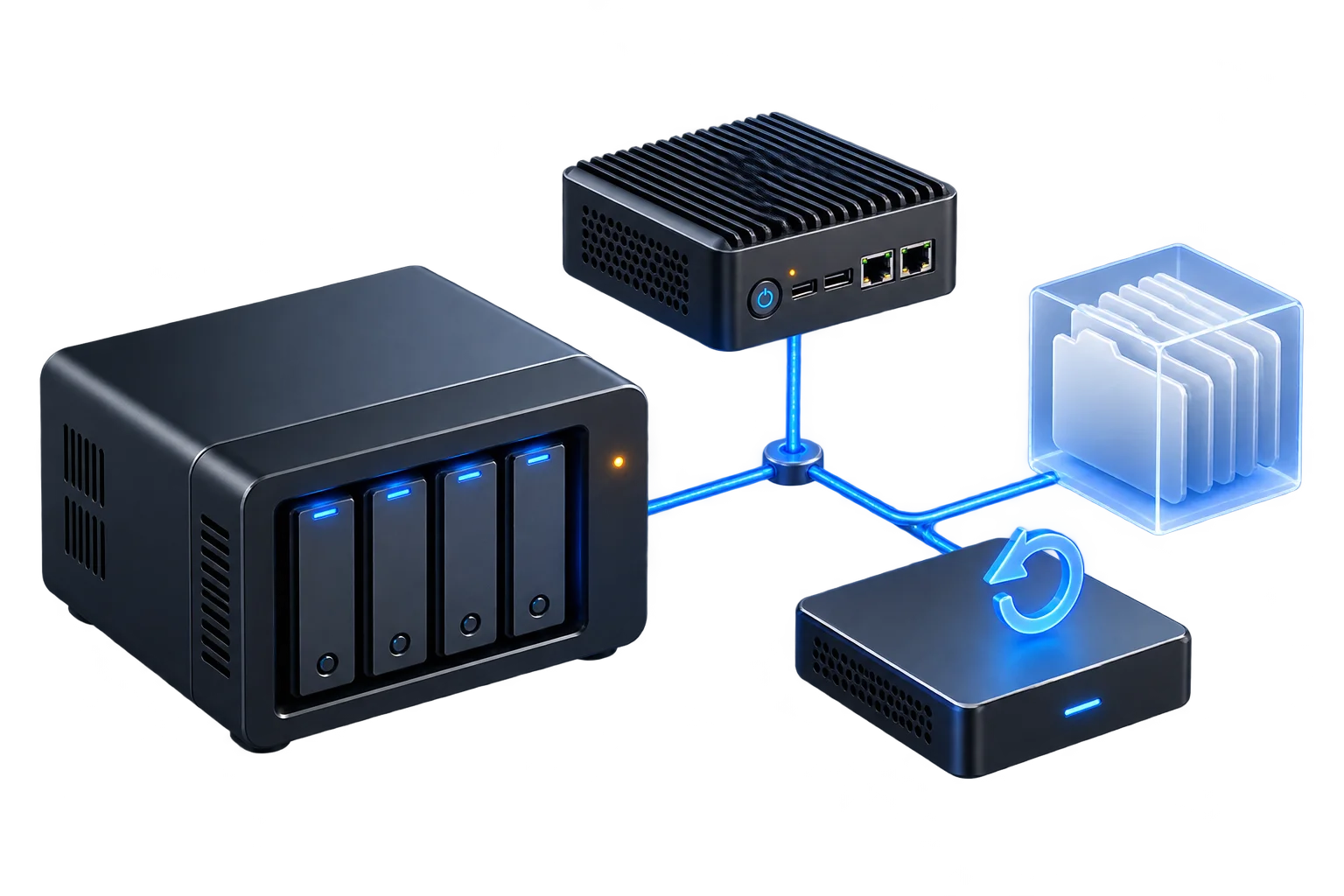 NAS, mini server and separate storage devices