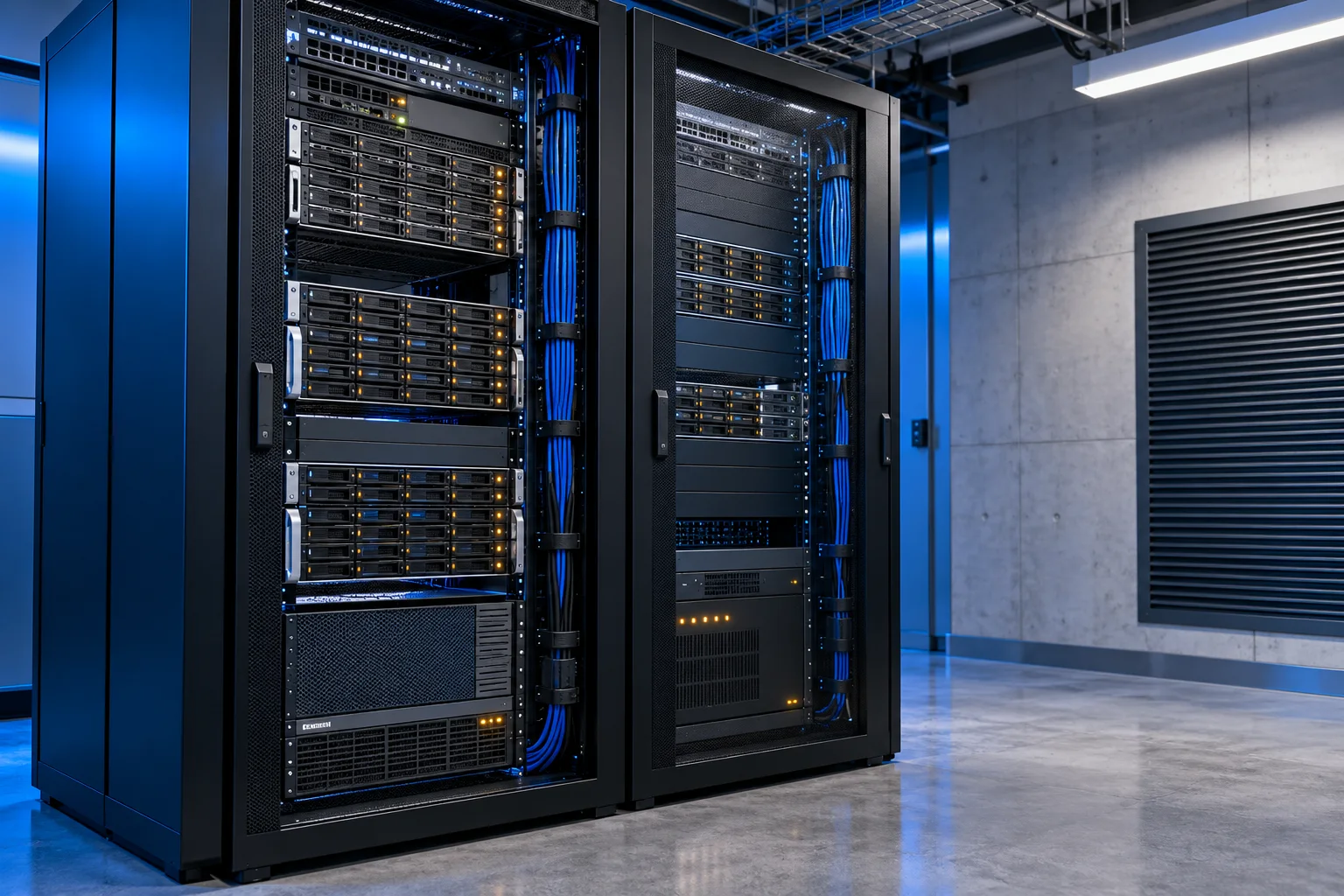 Serverraum mit Storage, Stromverteilung und USV