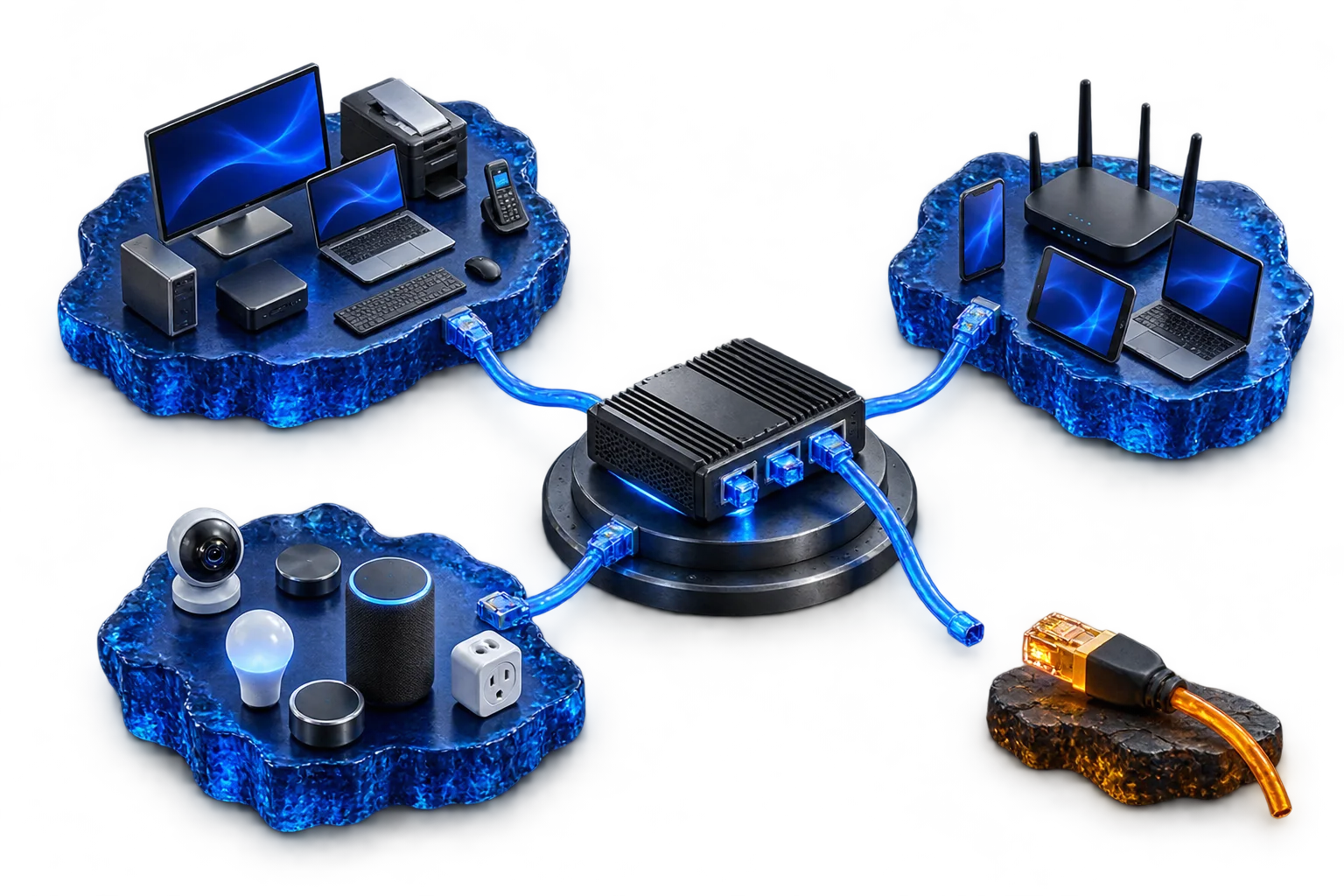 Separate network zones for office, guests and IoT